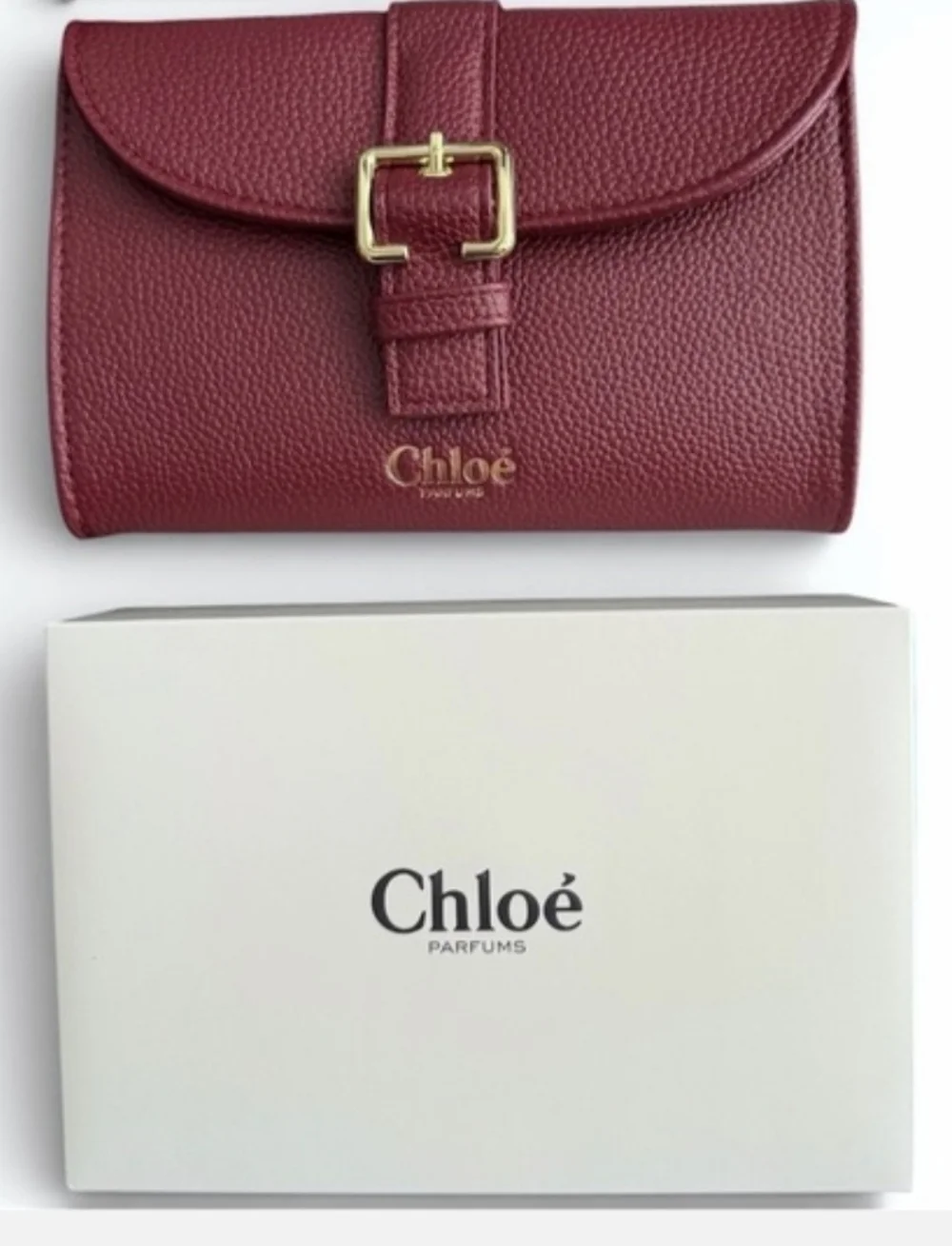 CHLOE Burgundy Feaux Leather Wallet Clutch